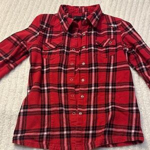 Fox Red and Black Plaid Button Down Shirt
